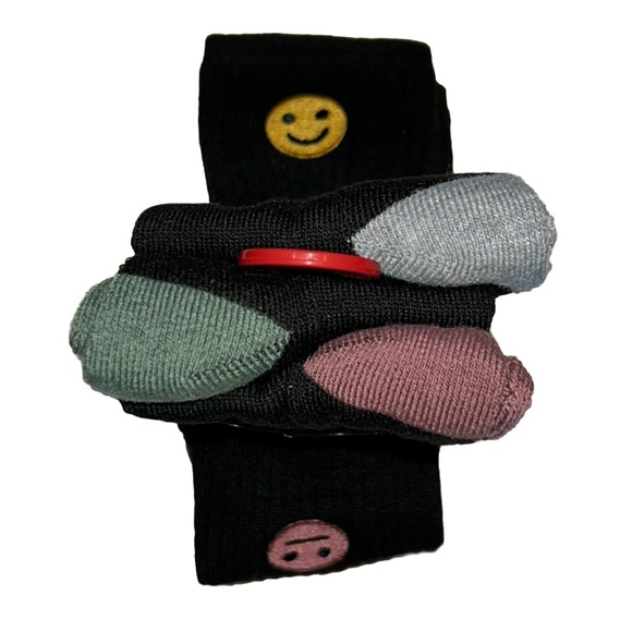 Zoo York Crew Socks 3 Pair Men 6-12 Black w Embroidered Emoji Face Logo Skate NY - Picture 10 of 12